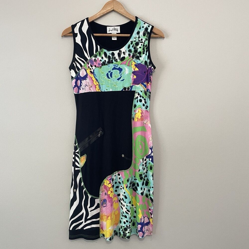 Joseph Ribkoff Abstract Mixed Print Jersey Dress 8 Artsy Maximalist Animal Print